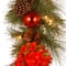 9' x 12" Pre-lit Decorative Collection Hydrangea Artificial Christmas Garland with Cones, Red Berries and 50 Soft White LED Lights